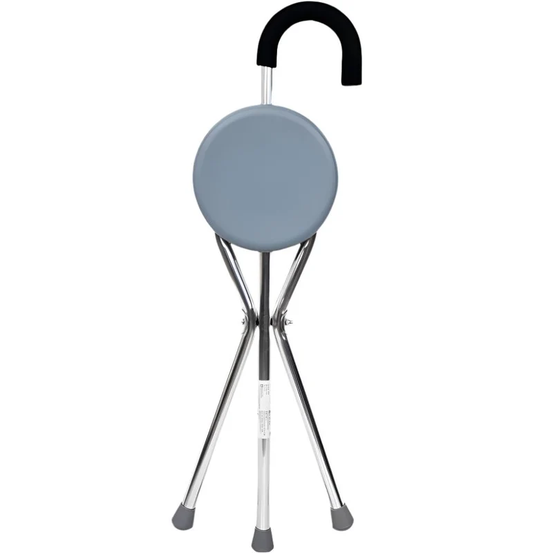 Gehstock mit klappbarem Sitz | Dreibein-Krücke | Aluminium | Bis zu 90 kg | Modell: Gloria | Mobiclinic