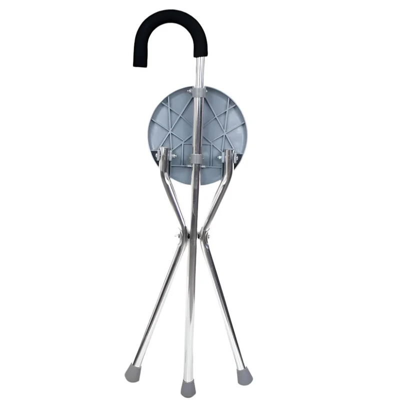 Gehstock mit klappbarem Sitz | Dreibein-Krücke | Aluminium | Bis zu 90 kg | Modell: Gloria | Mobiclinic
