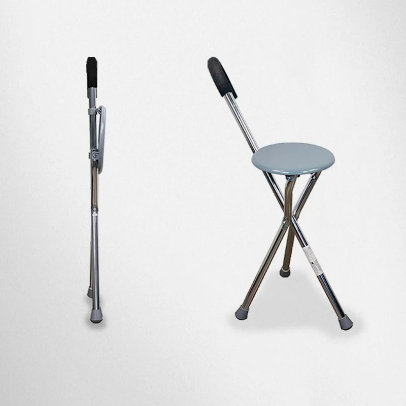 Gehstock mit klappbarem Sitz | Dreibein-Krücke | Aluminium | Bis zu 90 kg | Modell: Gloria | Mobiclinic