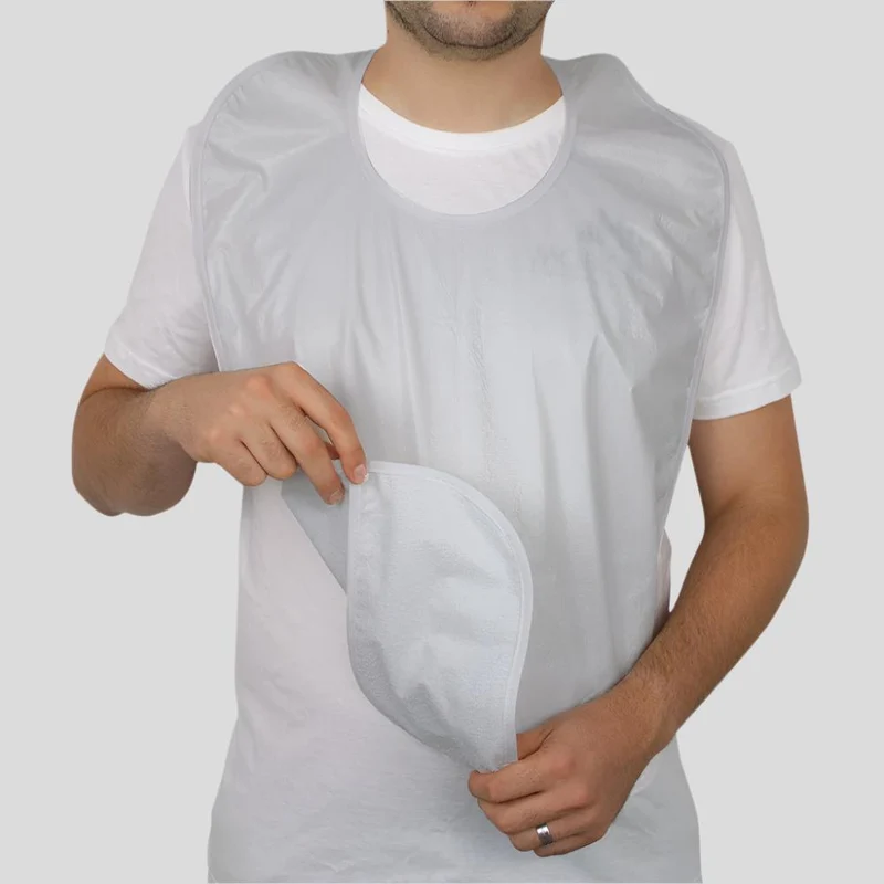3er-Pack Lätzchen für Erwachsene | Frottee | Mit Tasche | Wiederverwendbar | 65 x 45 cm | Einheitsgröße | Mobiclinic