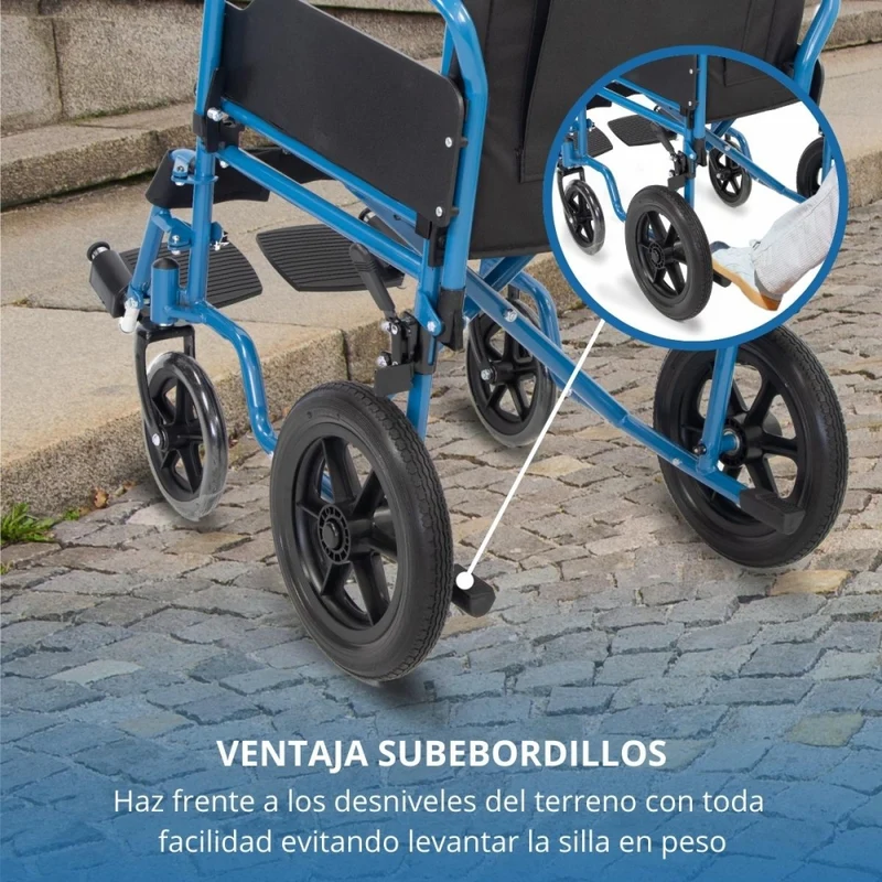 Faltbarer Rollstuhl | Kleine Räder | 46 cm | Blau | Marsella | Mobiclinic