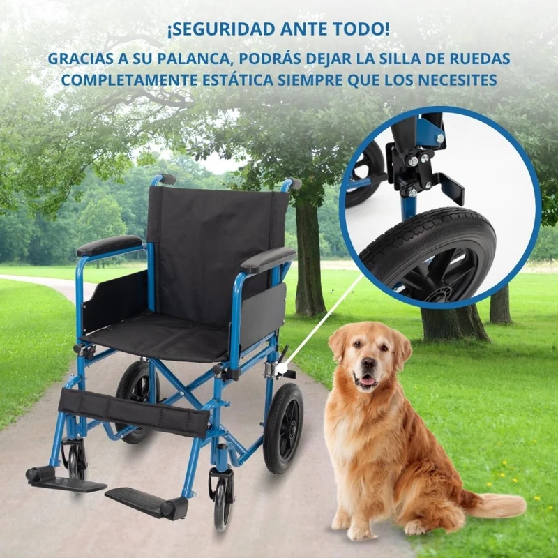 Faltbarer Rollstuhl | Kleine Räder | 46 cm | Blau | Marsella | Mobiclinic
