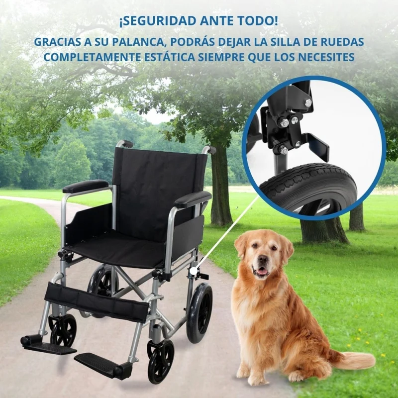 Faltrollstuhl | Abnehmbare kleine Hinterräder | Breite 46 cm | Silber| Modell: Marsella | Mobiclinic