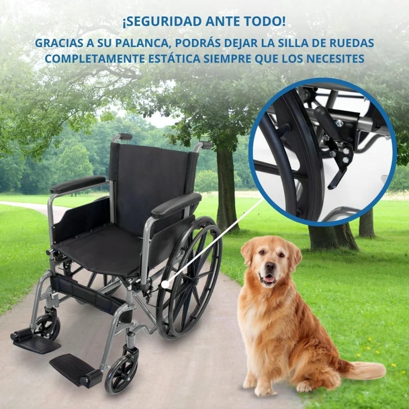 Faltbarer Rollstuhl | Große Räder | 46 cm | Grau | Modell: Marsella | Mobiclinic