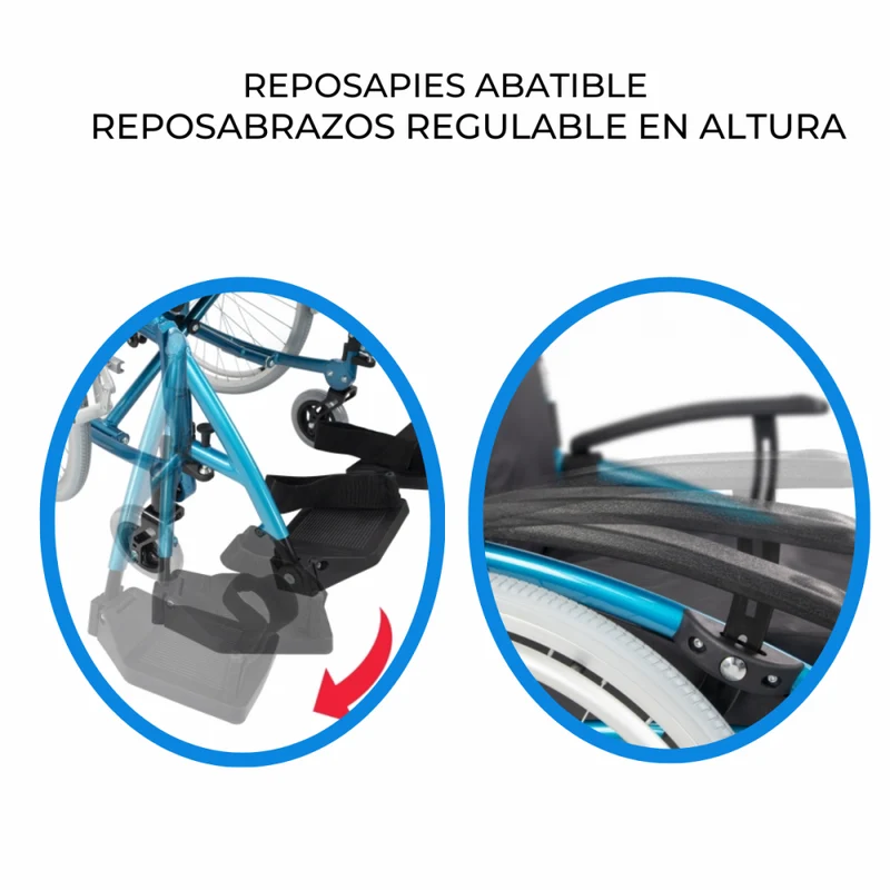 Rollstuhl |Premium| Aluminium | Rückenlehne klappbar | Dickes Kissen | Türkis | Modell: Venecia | Mobiclinic