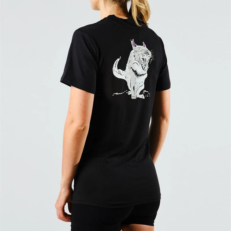 Eco-Friendly Women's Running Shirts: Tarkine Ultra-Eco Tee in Tassie Devil Black