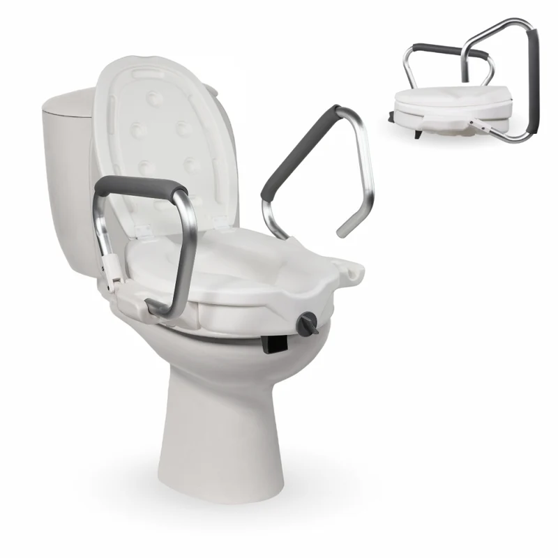 Toilettensitzerhöhung mit Armlehnen | Deckel | klappbare Armlehnen | Weiß | Guadiana | Mobiclinic