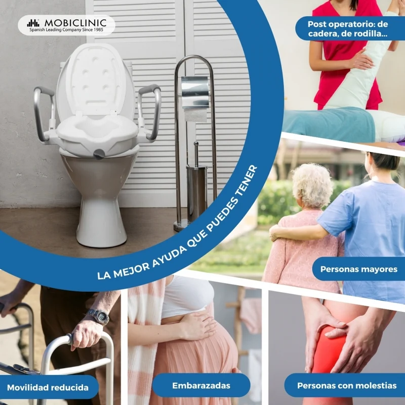Toilettensitzerhöhung mit Armlehnen | Deckel | klappbare Armlehnen | Weiß | Guadiana | Mobiclinic