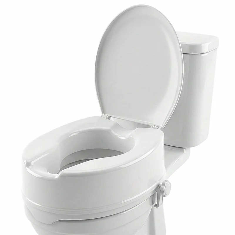 Toilettensitzerhöhung | Mit Deckel | 10 cm | Weiß | Titan | Mobiclinic