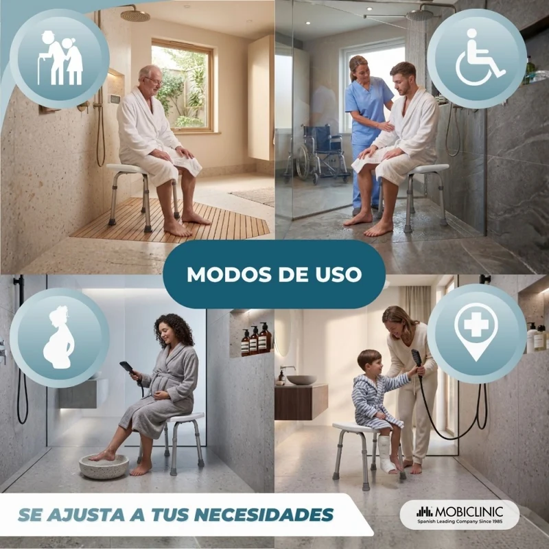 Badehocker | Aluminium | Höhenverstellbar | Antirutsch Füße | San Fermín | Mobiclinic
