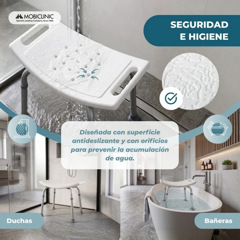 Badehocker | Aluminium | Höhenverstellbar | Antirutsch Füße | San Fermín | Mobiclinic