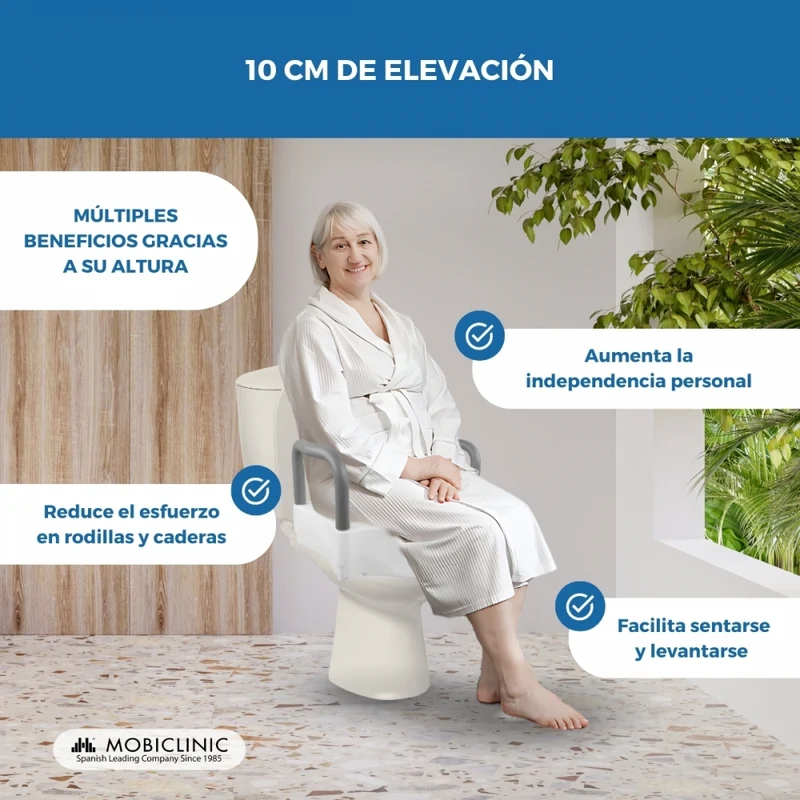 Toilettensitzerhöhung | PVC | Mit Armlehnen | 10cm | Cibeles | Mobiclinic