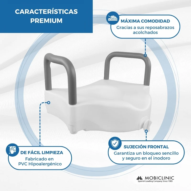 Toilettensitzerhöhung | PVC | Mit Armlehnen | 10cm | Cibeles | Mobiclinic