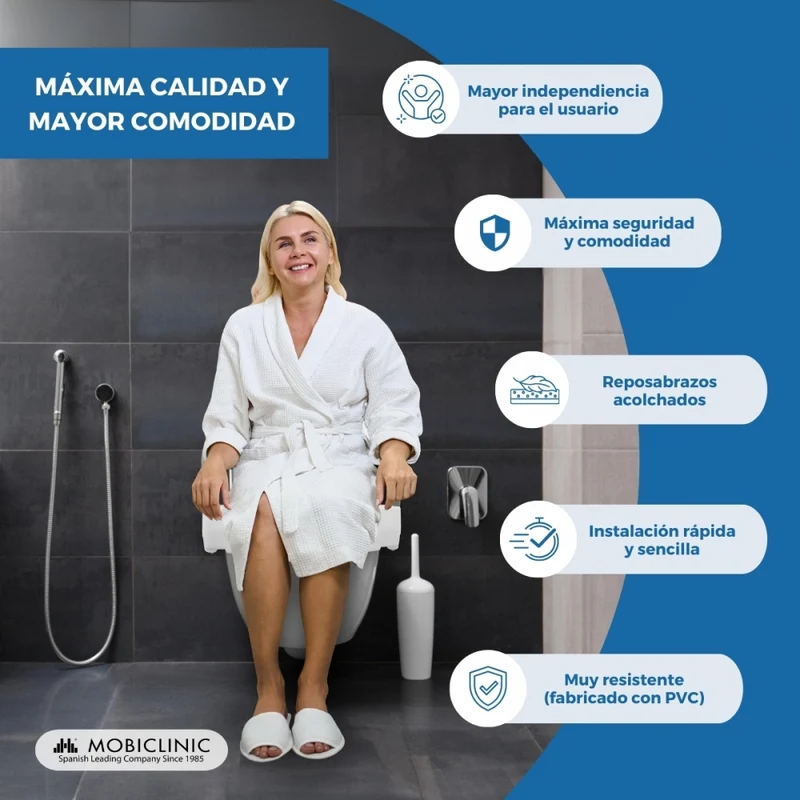 Toilettensitzerhöhung | PVC | Mit Armlehnen | 10cm | Cibeles | Mobiclinic
