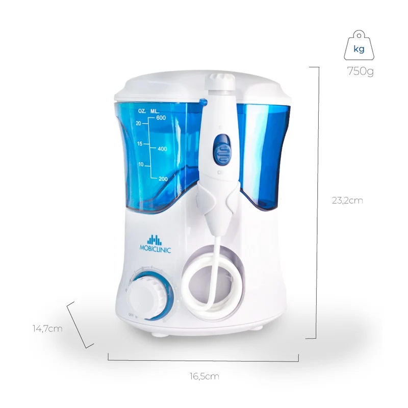 Zahndusche | 7 Funktionsköpfe | 600 ml Fassungsvermögen | Mobiclinic