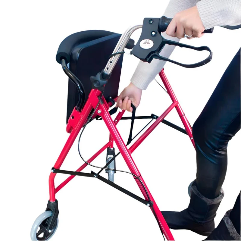 Rollator | Aluminium | Faltbar | Bremsgriffe | Sitz und Rückenlehne | Für Senioren | Bordeaux | Alhambra | Mobiclinic