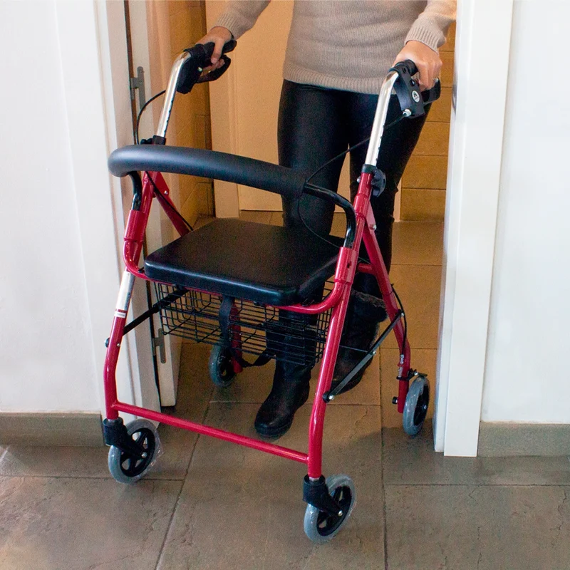 Rollator | Aluminium | Faltbar | Bremsgriffe | Sitz und Rückenlehne | Für Senioren | Bordeaux | Alhambra | Mobiclinic