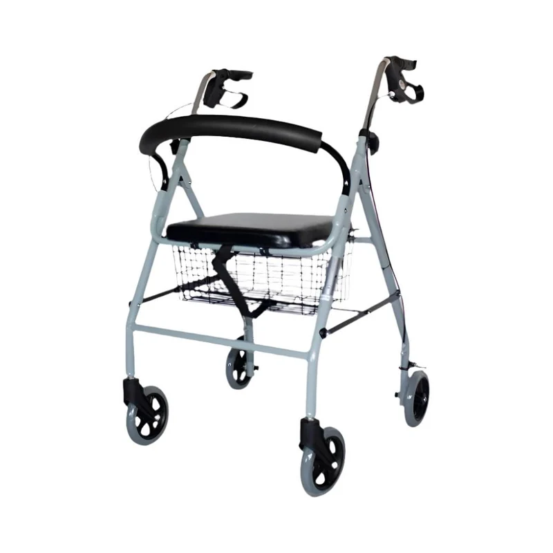 Rollator | Aluminium | Faltbar | Bremsgriffe | Sitz und Rückenlehne | Für Senioren | Grau | Alhambra | Mobiclinic