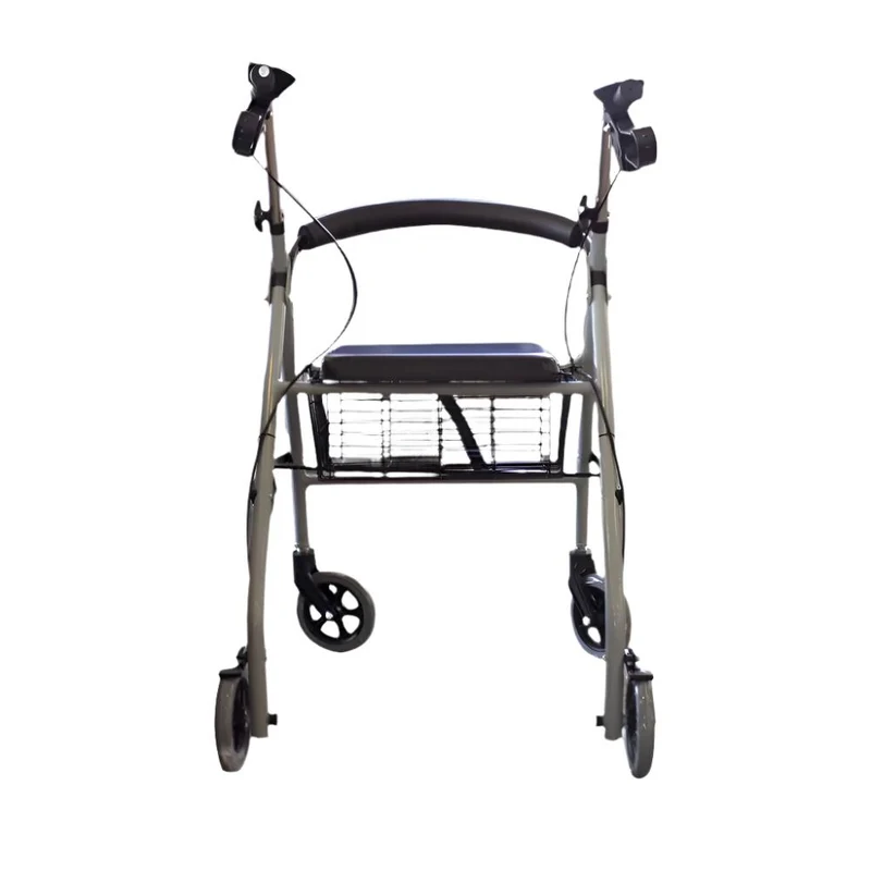 Rollator | Aluminium | Faltbar | Bremsgriffe | Sitz und Rückenlehne | Für Senioren | Grau | Alhambra | Mobiclinic