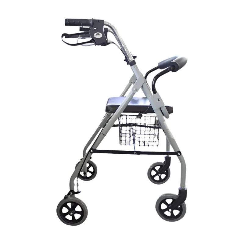 Rollator | Aluminium | Faltbar | Bremsgriffe | Sitz und Rückenlehne | Für Senioren | Grau | Alhambra | Mobiclinic