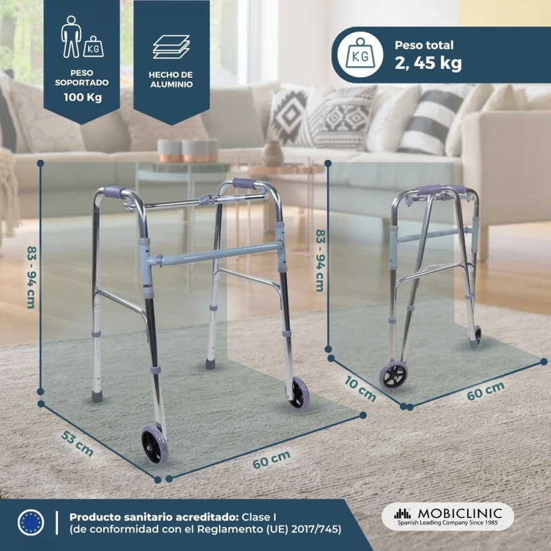 Rollator | 2 Räder | Höhenverstellbar | Aluminium | Capitel | Mobiclinic