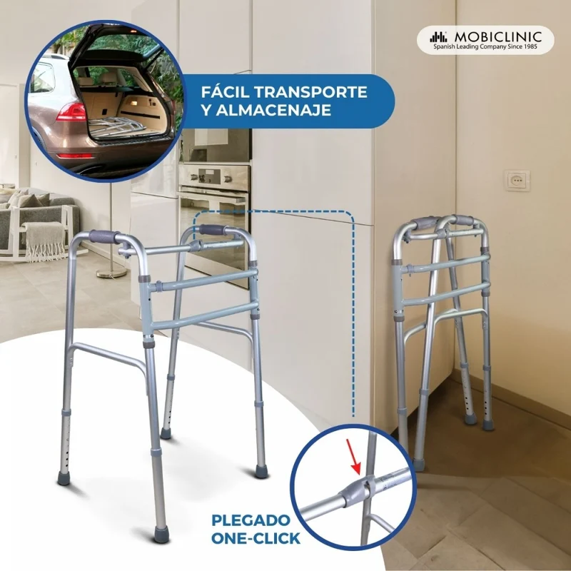 Gehhilfe für Senioren | Verstellbar | Faltbar | Silber | Mezquita| Mobiclinic