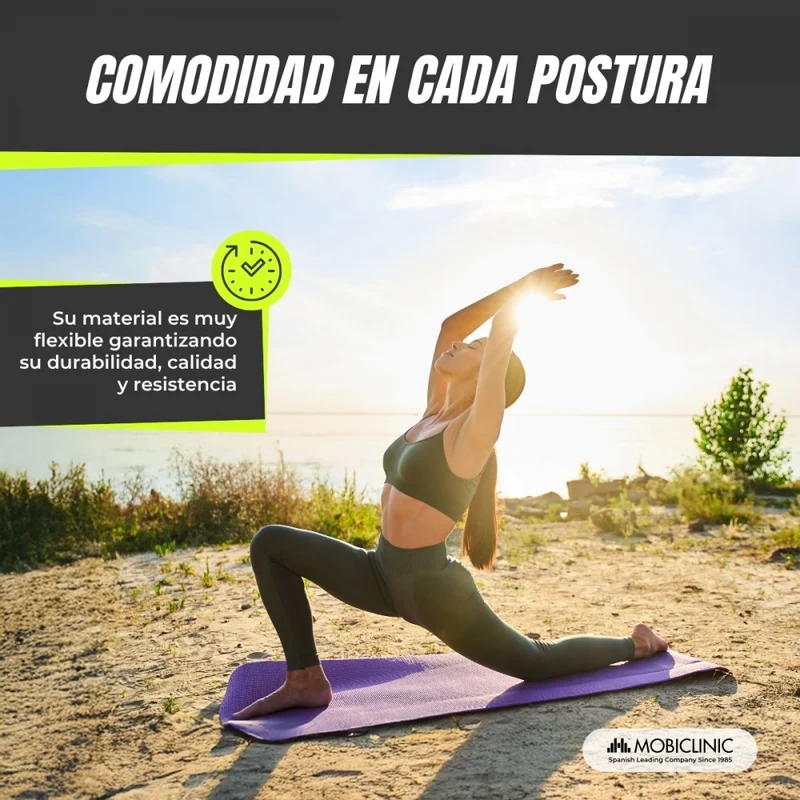 Yogamatte | Rutschfest | 181x61x0,6cm | Flexibel | TPE | Waschbar | Umweltfreundlich | Lila |EY-01| Mobiclinic