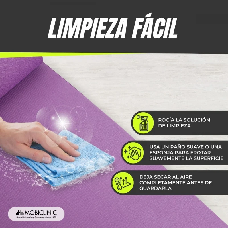 Yogamatte | Rutschfest | 181x61x0,6cm | Flexibel | TPE | Waschbar | Umweltfreundlich | Lila |EY-01| Mobiclinic