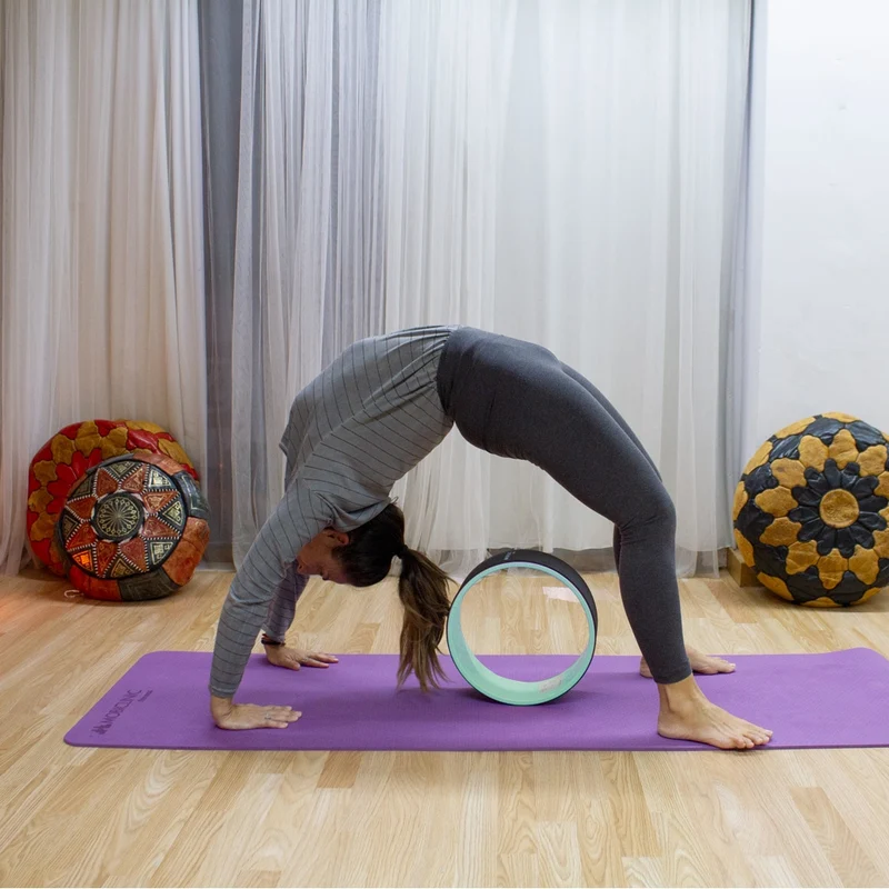 Yoga-Rad | Anti-Rutsch | Multifunktional | PTE+PP| 30x13 cm | Schwarz und Türkis | RY-01 |Mobiclinic
