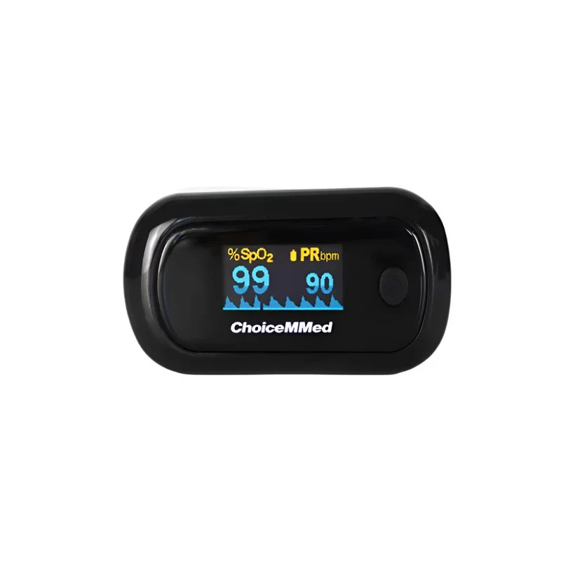 Finger-Pulsoximeter | SpO2 | Herzfrequenz | Plethysmographische Wellenform | OLED-Display | Schwarz | Mobiclinic