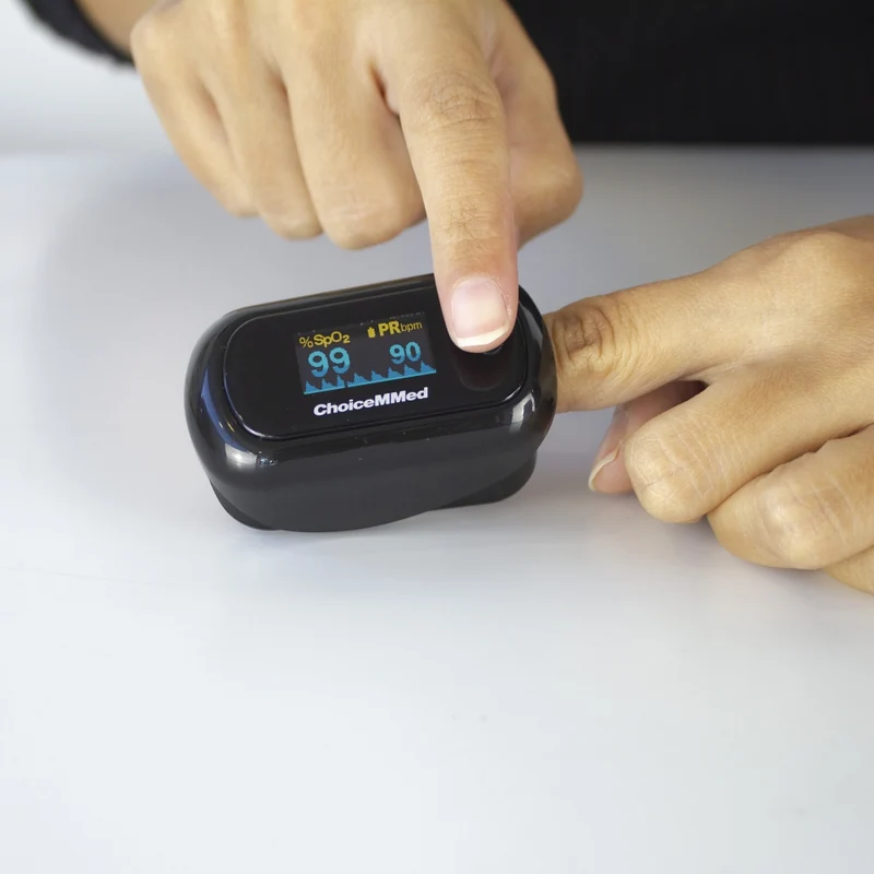Finger-Pulsoximeter | SpO2 | Herzfrequenz | Plethysmographische Wellenform | OLED-Display | Schwarz | Mobiclinic