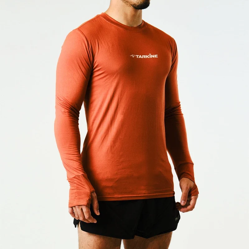 Men's Tarkine Long Sleeve Ultra-Eco Run Tee (Orange/Standard Thickness)