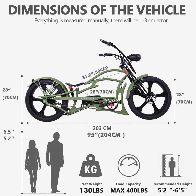 Raptor Pro DS 800W Stretch Cruiser Ebike