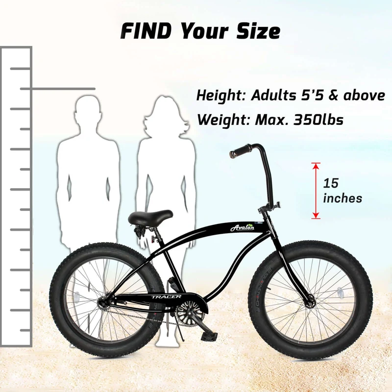 Tracer Avalon GT 26'' Fat Tire Stretch Beach Cruiser Bike 1-Speed/7-Speed