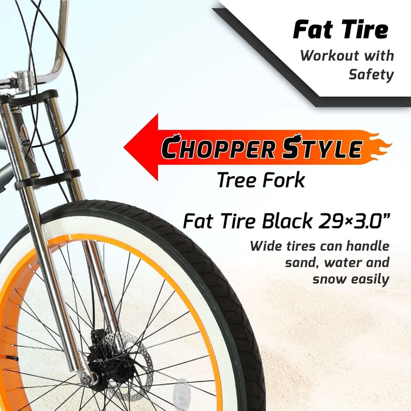 Tracer Avalon GT 29'' Fat Tire stretch Beach Cruiser Bike 1-Speed/7-Speed
