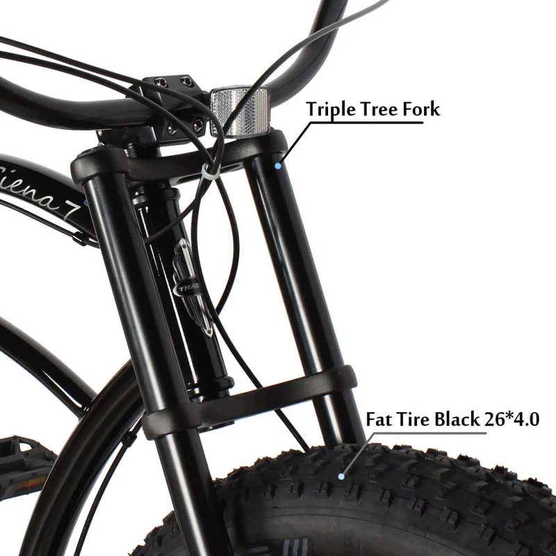 Tracer Siena 26'' Chopper Stretch Cruiser Fat Tire Bike Available 1 Speed/7 Speed