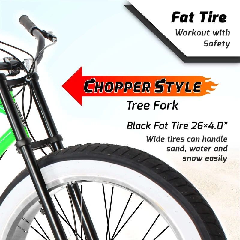 Tracer Siena 26'' Chopper Stretch Cruiser Fat Tire Bike Available 1 Speed/7 Speed