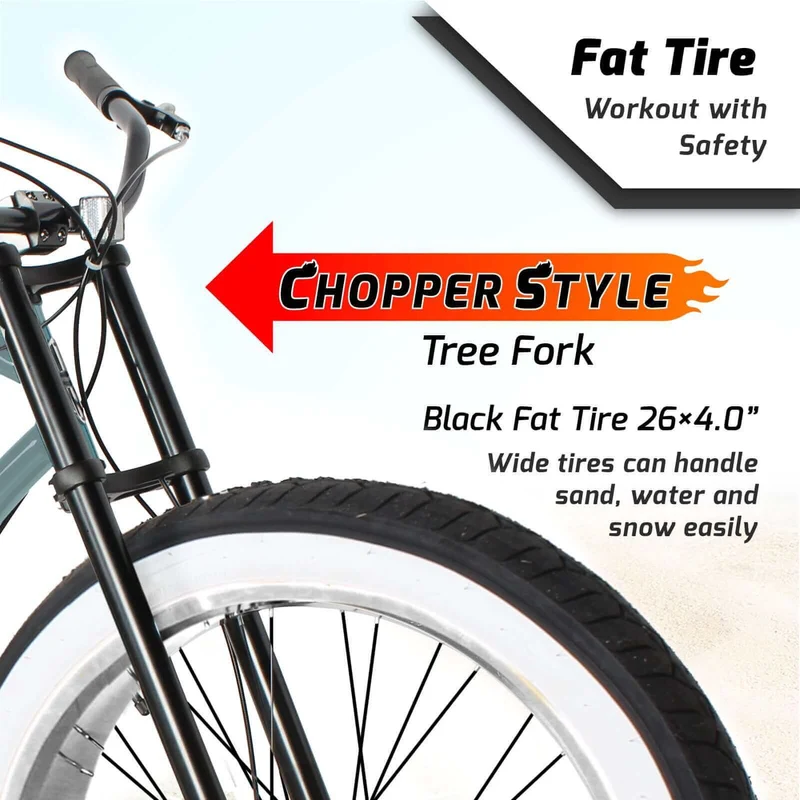 Tracer Siena 26'' Chopper Stretch Cruiser Fat Tire Bike Available 1 Speed/7 Speed