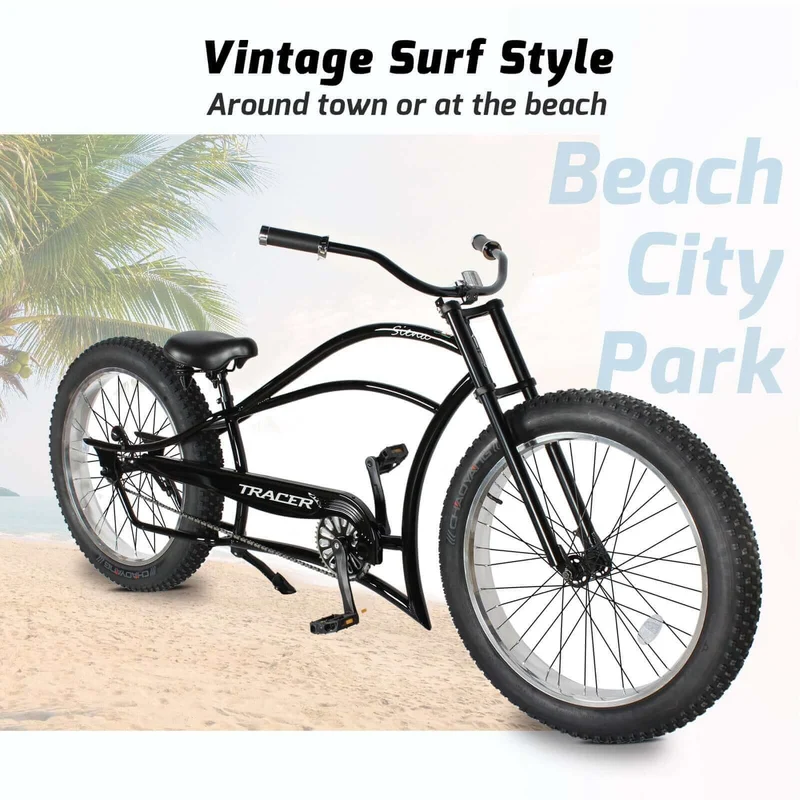 Tracer Siena 26'' Chopper Stretch Cruiser Fat Tire Bike Available 1 Speed/7 Speed