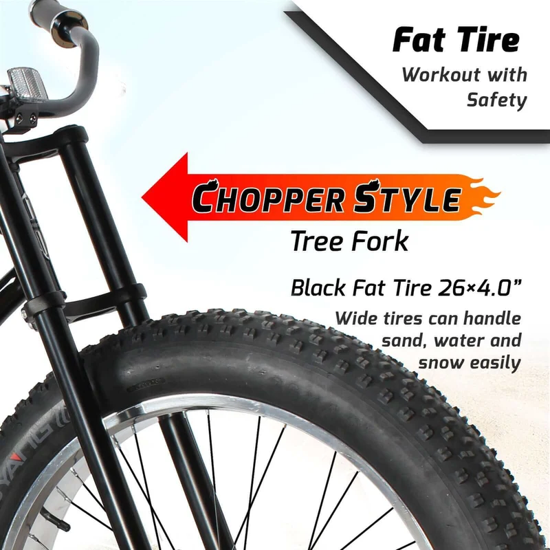 Tracer Siena 26'' Chopper Stretch Cruiser Fat Tire Bike Available 1 Speed/7 Speed