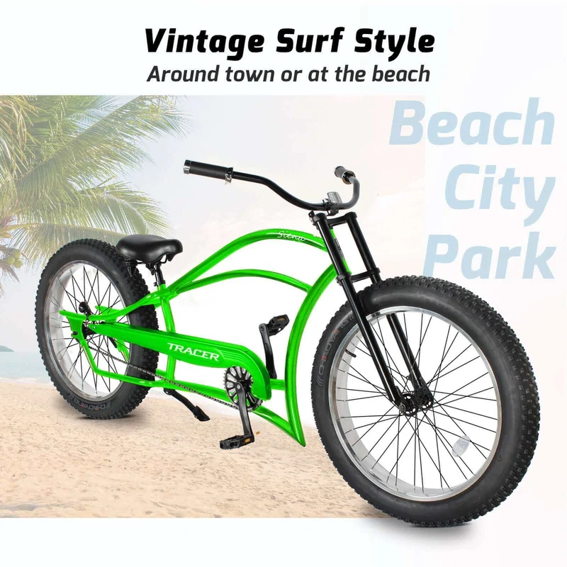 Tracer Siena 26'' Chopper Stretch Cruiser Fat Tire Bike Available 1 Speed/7 Speed