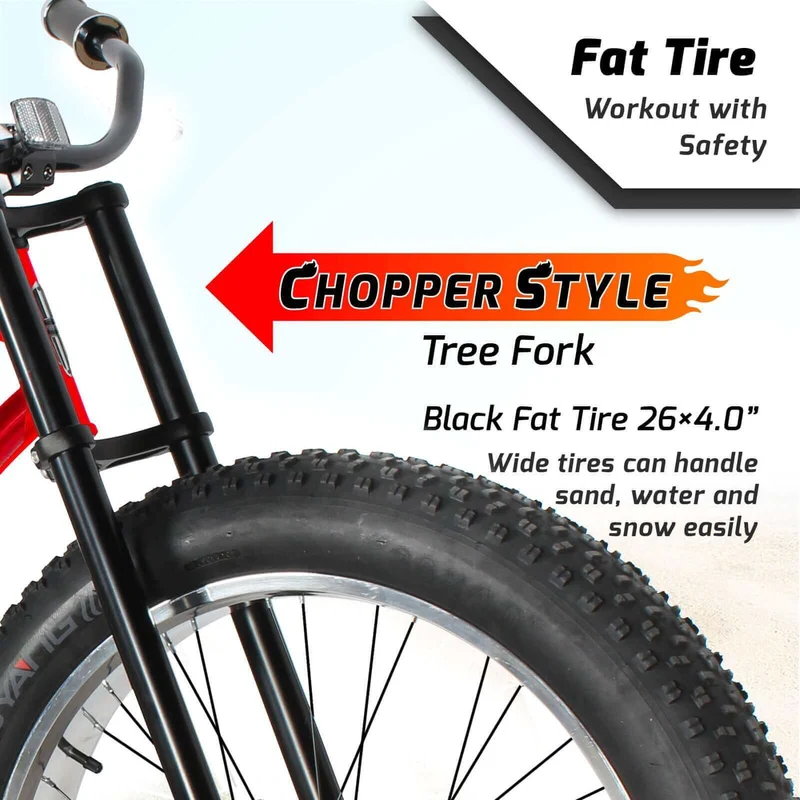 Tracer Siena 26'' Chopper Stretch Cruiser Fat Tire Bike Available 1 Speed/7 Speed