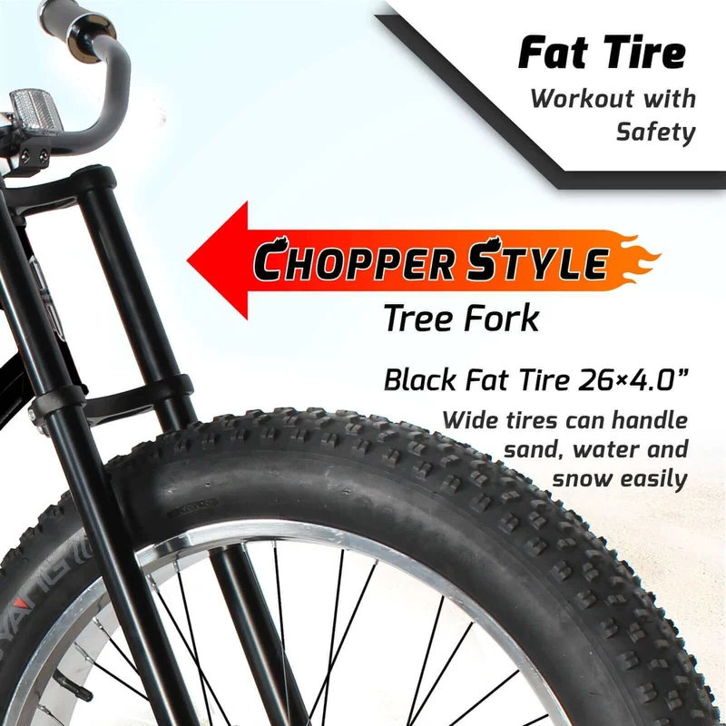 Tracer Siena 26'' Chopper Stretch Cruiser Fat Tire Bike Available 1 Speed/7 Speed
