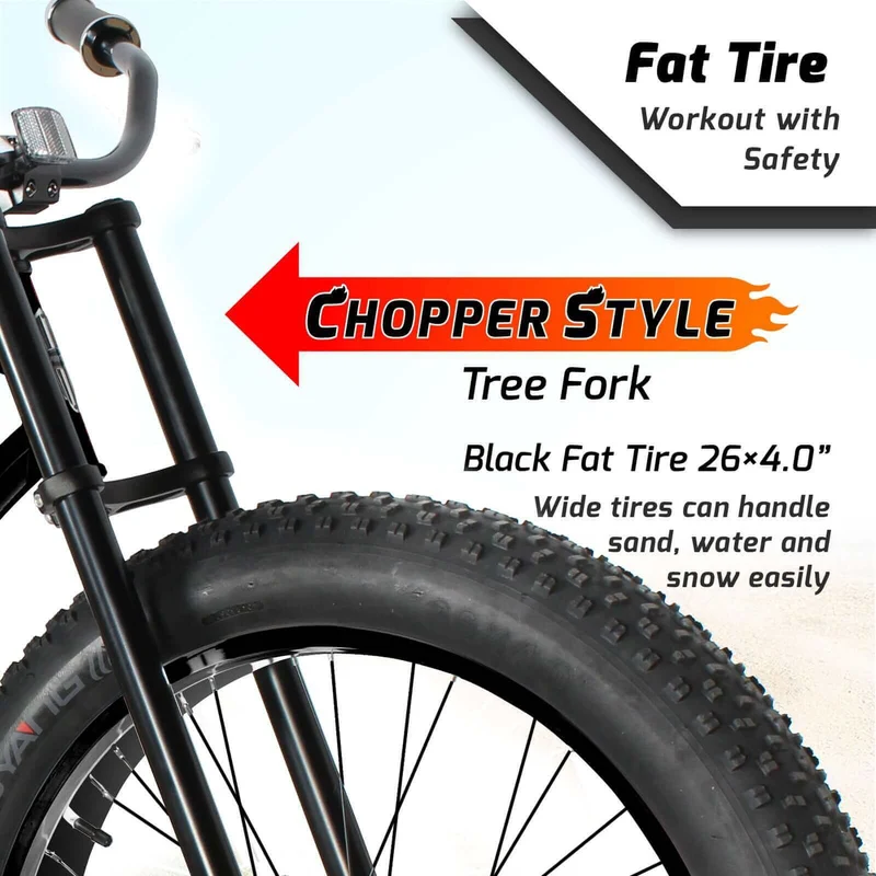 Tracer Siena 26'' Chopper Stretch Cruiser Fat Tire Bike Available 1 Speed/7 Speed