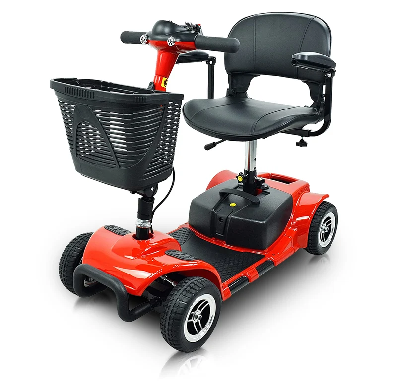 Elifecenter Folding 4 Wheel Mobility Scooter for Adults Seniors, Weight Capacity 265lbs Stable Scooter 13 Miles Long Travel Range, Foldable Electric Drive Device with Headlights for Trip