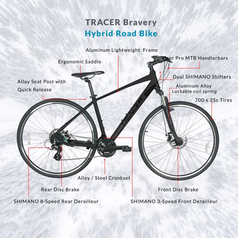 Tracer Bravery DX 24-Speed Hybrid Commute Bikes