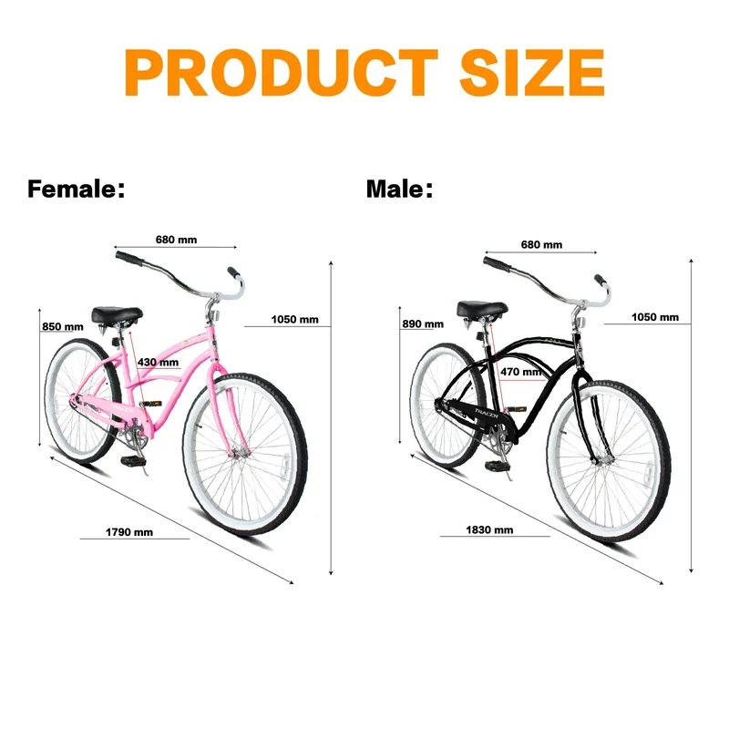 Tracer BORA-M 26" Beach Cruiser Hybrid Bikes Single Speed for Men