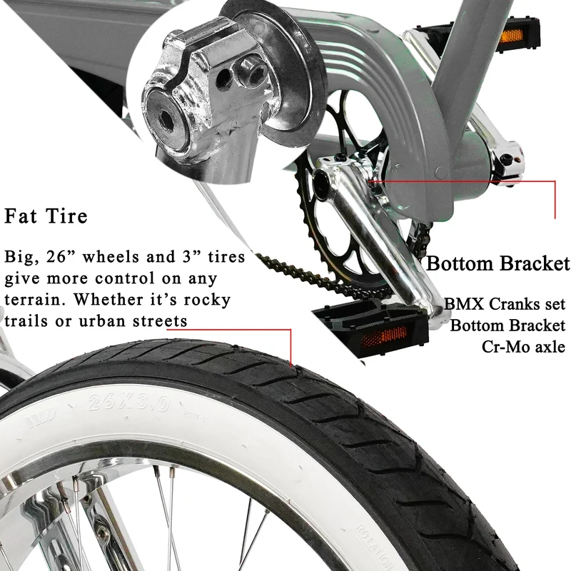 Tracer Master DS 26" Dual Springer Chopper Stretch Beach Cruiser Bike
