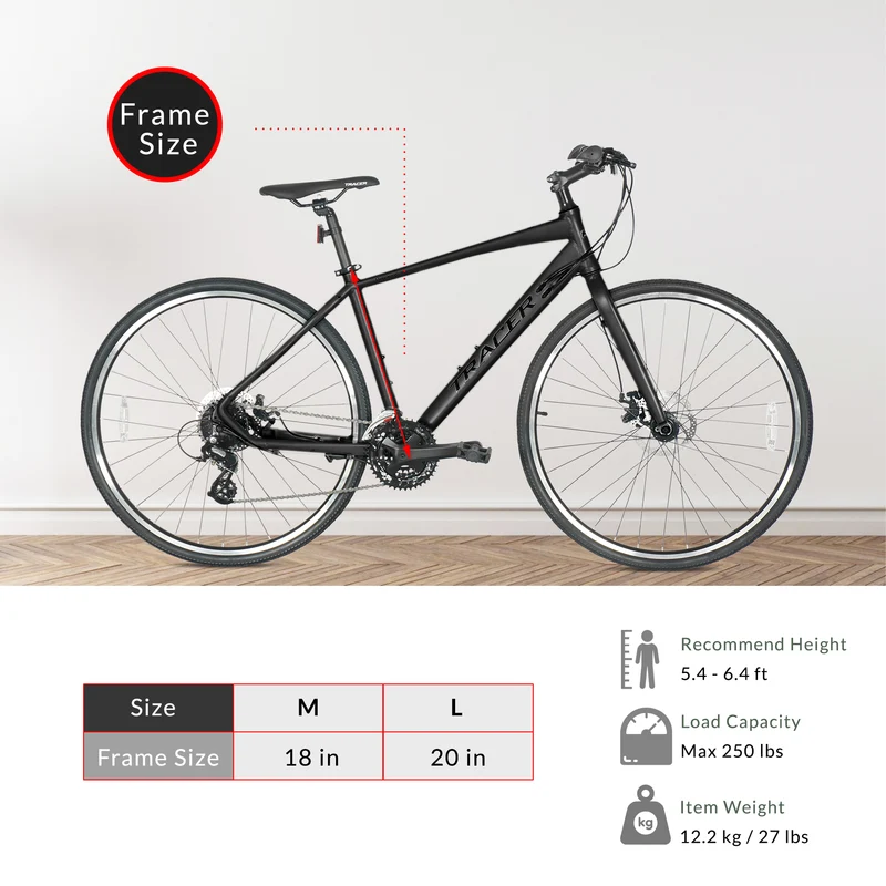 Tracer Bravery 24 Speed Hybrid Commute Road Bike