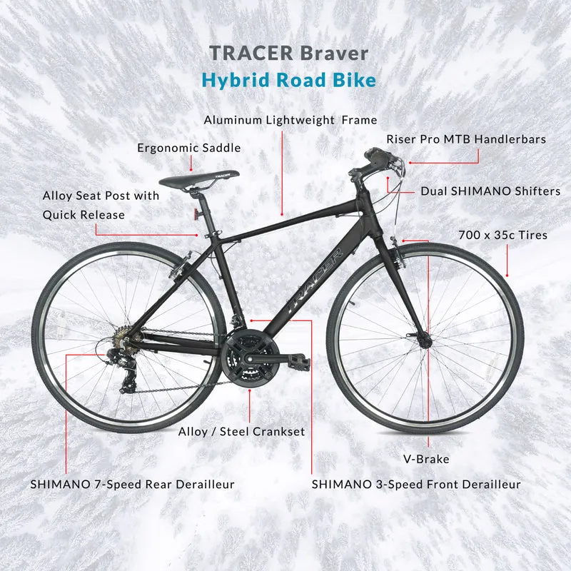 Tracer Braver 700C 7 Speed Hybrid Road Bike for Men
